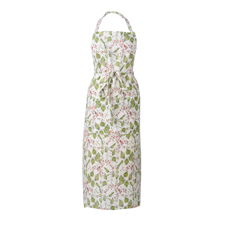 Bean Flower printed Linen Apron
