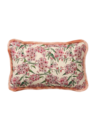 Pink Phlox Rectangle Cushion with Pink Silk Trim