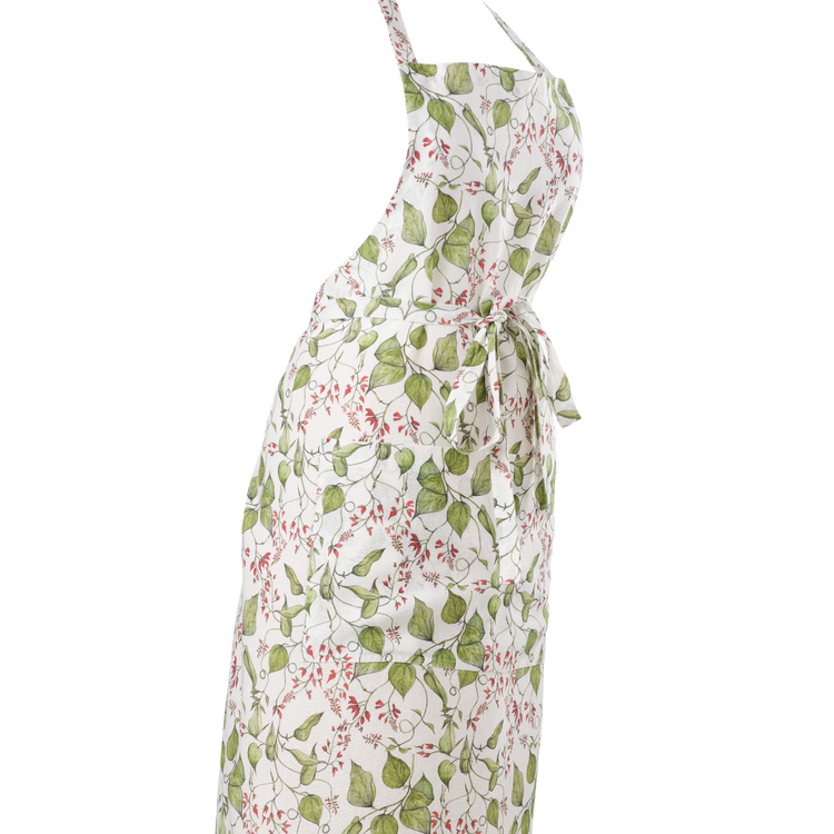 Bean Flower printed Linen Apron