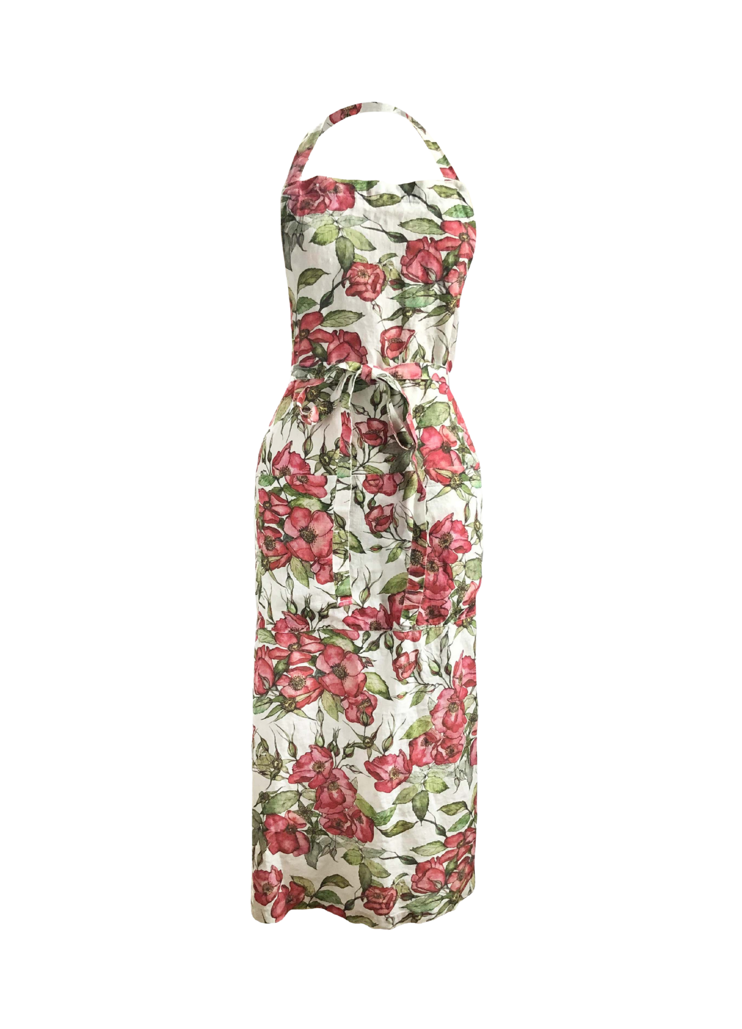 Rosa Rugosa Printed Linen Apron