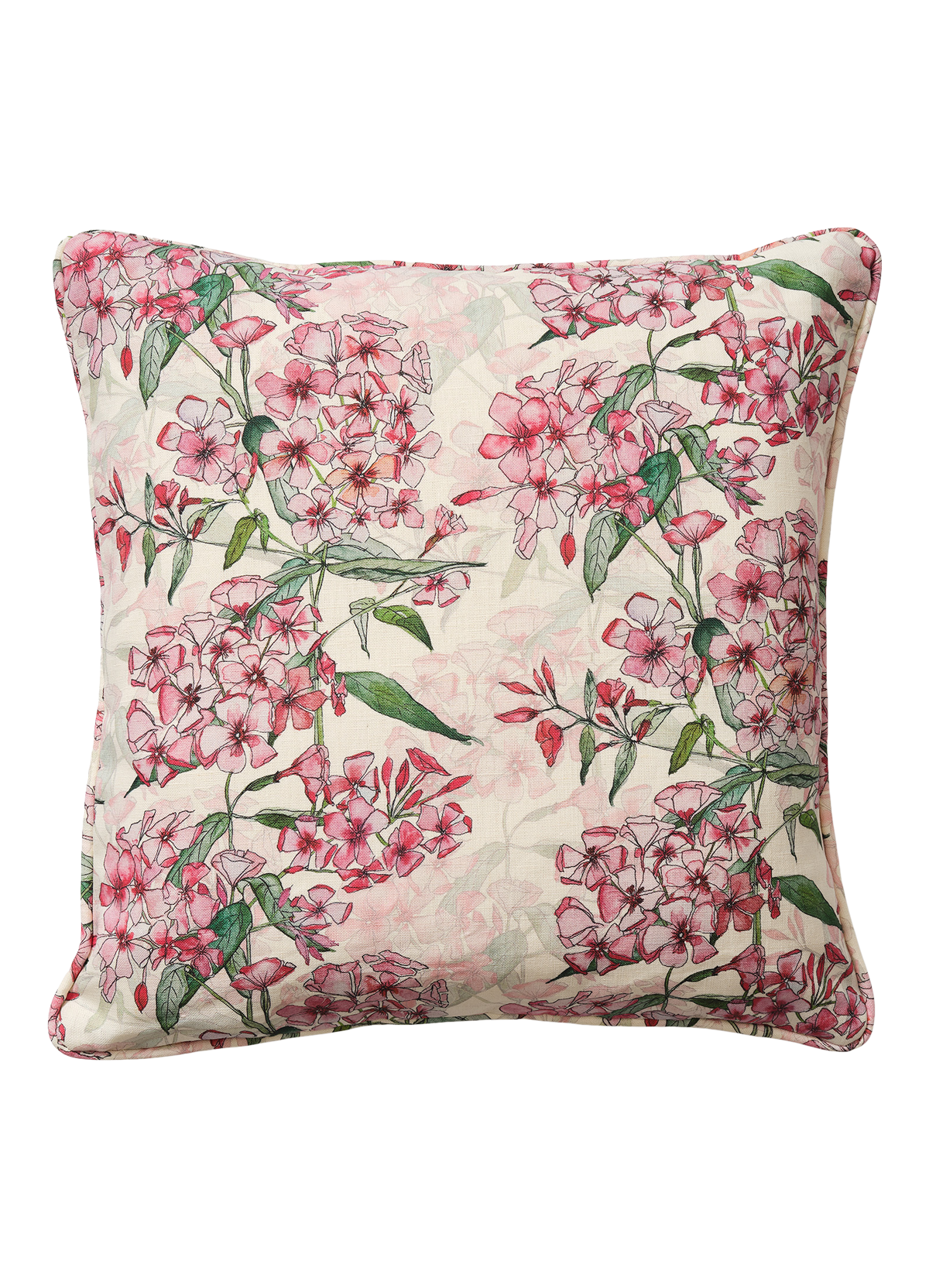 Pink Phlox Rows Square Cushion