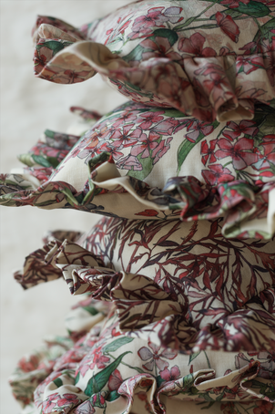 Pink Phlox Cushion with Frill