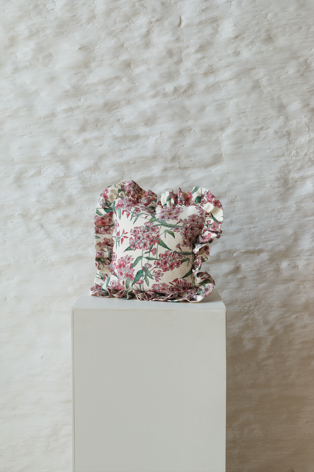 Pink Phlox Cushion with Frill