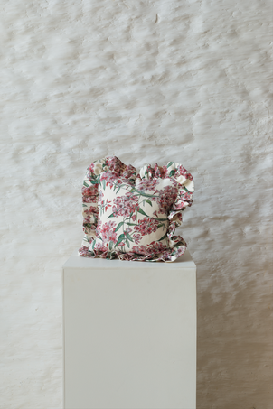 Pink Phlox Cushion with Frill