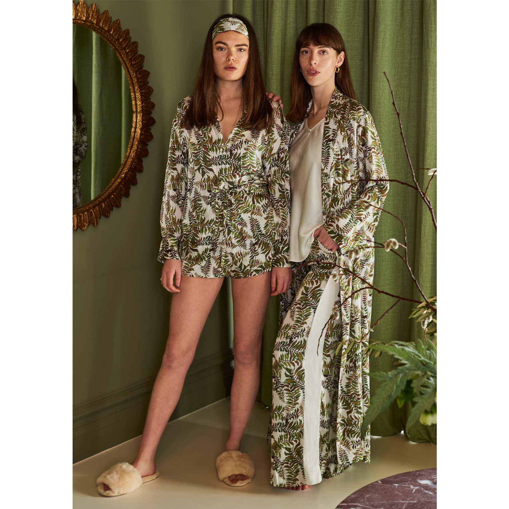 Silk Robe in Fern