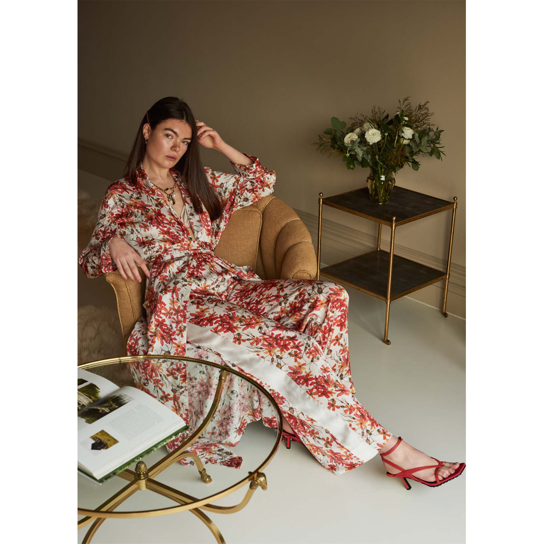 Silk Robe in Wild Rose